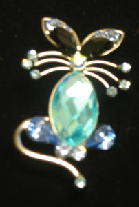 703 -Le chat strass bleu turquoise