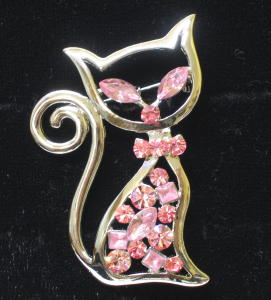 702 -Le chat en strass rose 