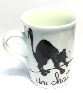 1614 - Mug blanc, "un chat, des chats"